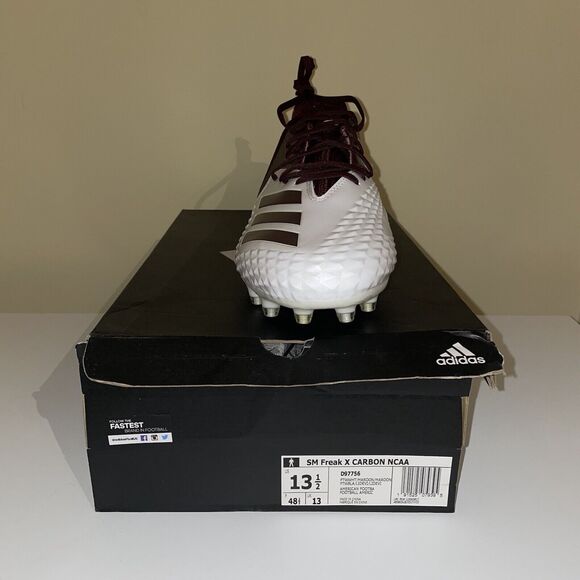 Adidas SM Freak X Carbon NCAA Football Cleats Maroon White D97756 Men's NEW 13.5 - Picture 2 of 6